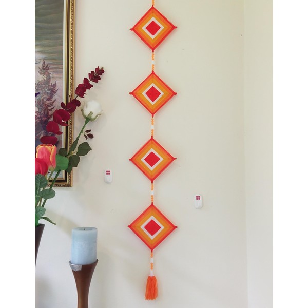 Moose546 Wall Decorative Dreamcatcher Orange Tung Hanging Square Ornaments with