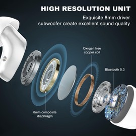 Generic Sleep Wireless Headphones, Invisible Sleep Earbuds, Invisible Sleep Earbuds for Side Sleepers, Bluetooth 5.3 Miniature in-Ear Headphones, Comfort Noise Cancellation for Sleep and Work, White