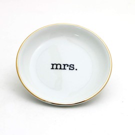 Mrs. Ring Dish with 22k Gold Accents, Bridal Shower or Engagement Gift, Ceramic, Lennymud by Lorrie Veasey
