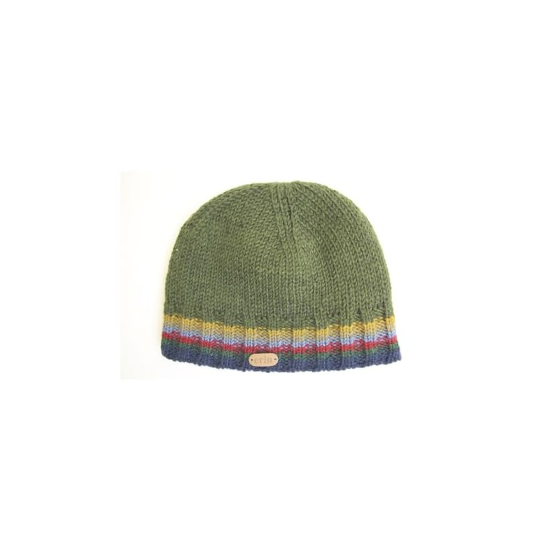 Classic Irish Wool Rib-Knitted Winter Beanie, 100% Wool with Fleece