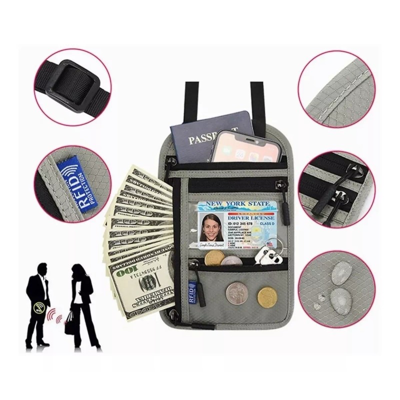 Dani Rfid Halter Style Travel Cartera De Pasaporte Impermeable