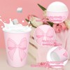 Whaline 50 Pcs Pink Bow Coffee Paper Cups Bowknot Coquette