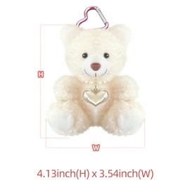 YJUBAOA White Plush Bear Soft Teddy Bear Keychain Animals Key Ring Plush Stuffed Animal Car Key Holder for Girls Women Gift