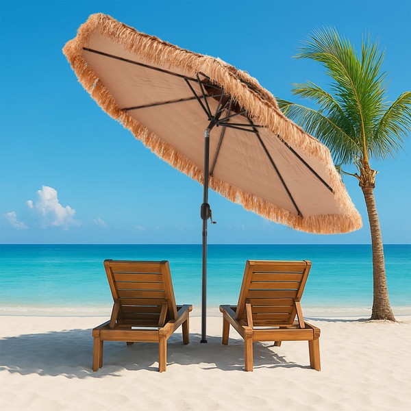 COSIEST 9FT Tiki Umbrella Outdoor Patio Hawaiian Thatched Shade With