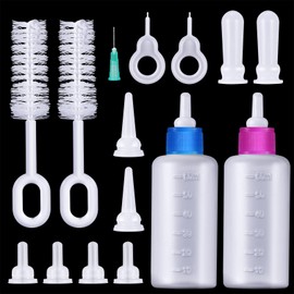 Tondiamo 16 Pieces Pet Feeding Bottle Kit Kitten Bottles Kitten Milk Replacer Puppy Milk Feeder with Replacement Nipples Puppy for Small Animals Newborn Dog and cat Nursing Supplies