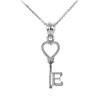 Sideways Crosses 925 Sterling Silver Heart Key Initial Letter E