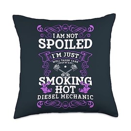 Funny Mechanic Gifts for Men and Women Girlfriend Diesel Mechanic Wife Throw Pillow, 18x18, Multicolor