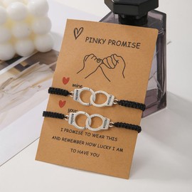 RINTOLER Pinky Promise BFF Bracelet Best Friend Birthday Gifts for Women Friendship Bracelets for 2 Partner in Crime Handcuff BFF Gifts