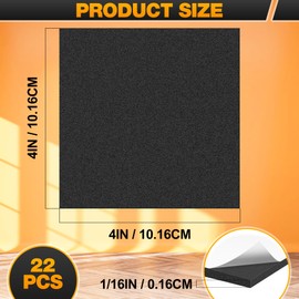 MYFAMIREA 22 PCS Adhesive Foam Padding Sheets Closed Cell Self Adhesive Sticky Foam Pads, 1/16" Thick 4'' x 4'' Neoprene Rubber Sheets Non-Slip Insulation Pads Vibration for Furniture Craft Car, Black