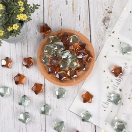 LUEYAO Star Glass Vase Filler Decorative Stars Shape Premium Glass Beads for Vases Gems Aquarium Pebbles Decorative Table Scatter Decor 1.3 LB 40 PCS