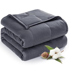 Sivio Weighted Blanket for Adults 100% Cotton, 80"x87" King Size 25 lbs, Large Cooling Summer Heavy Blanket for Sleep, Breathable Soft Blankets with Premium Glass Beads, Machine Washable, Dark Grey