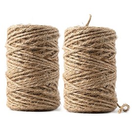 Pack of 2 Natural Brown String Rolls Household Kitchen Garden Applications Art Craft Projects Wall Hanging Floristry Cord Jute Twine Rope 60M per Roll