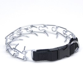 Coastal Pet Titan Easy-On Dog Prong Training Collar with Buckle - Durable Metal Training Collar for Dogs with Side Release Buckle - Black, 3 mm x 18"