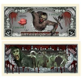 American Art Classics Zombie Million Dollar Bill in Currency Bill Protector