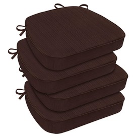 downluxe Chair Cushions for Dining Chairs, Waterproof Kitchen Chair Pads, Non-Slip Dining Seat Cushion with Ties, 17" x 16" x 2.5", Brown, 4 Pack