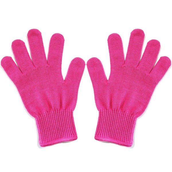 Lessmon 2 Professional Heat Resistant Gloves for Hair Styling Heat Blocking for Curling, Flat Iron and Curling Wand Suitable for Left and Right Hands, Pink