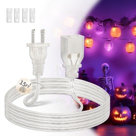 PEESIN Clear Extension Cord 15 FT, UL-Certified Invisible Extension Cords, Clear Extension Cord Indoor Thin 2 Proung, Transparent Power Cable for Christmas Light & Small Appliances, 2x18 AWG 125V 7A