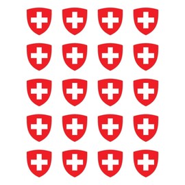 20 x 25mm Switzerland CH Coat of Arms Stickers for Car, Laptop and More