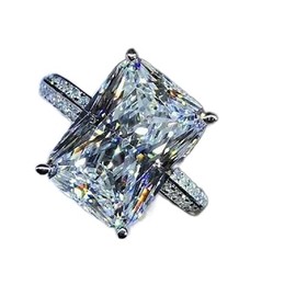 Sdouefos 925 Sterling Silver Fashion Large Rectangle Diamond Women'S Ring Aaa Three Dimensional Cutting Super Shiny Zircon Ring Dinner Party Engagement Wedding Jewelry (T1/2)