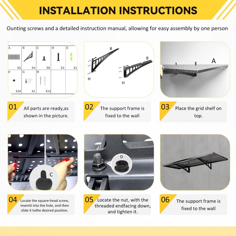 FAFAGLGL 2-Pack 1.97x2.95ft Adjustable Garage Wall Shelving,800 lb Load Capacity