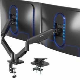 VIVO Dual Monitor up to 32 inches and 19.8 lbs per Screen, Pneumatic Arm Desk Mount, Articulating Counterbalance, VESA Stand, Classic, STAND-V002O