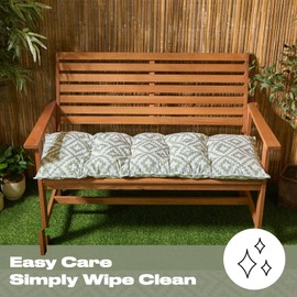OHS 2 Seater Garden Bench Cushion Geometric Print Bench Seat Pad, Super Soft Comfortable Waterproof Outdoor Seat Cushions For Patio Furniture or Dining, Sage-110x40cm