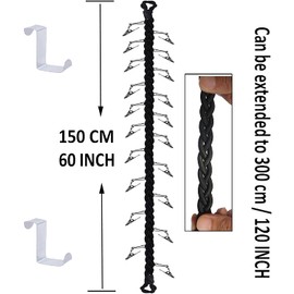 Over Door Hanging Storage Chain with 20 Stainless Steel Clips, Toy Storage Chain Multipurpose Baseball Cap Organizer Hat Holder for Your Toys, Sun Visors, Hats, Cap, Scarves, Gloves, towel, etc.