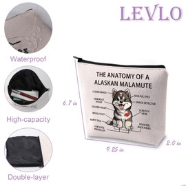 LEVLO Funny Alaskan Malamute Lovers Gifts The Anatomy of A Alaskan Malamute Clever Minds Cosmetic Bags Alaskan Malamute Veterinary Mom Travel Toiletry Bags, Alaskan, Daily