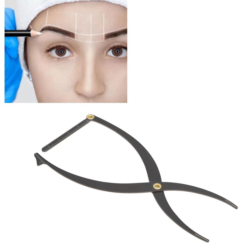 Plantilla de microblading para cejas, acero inoxidable, 3 puntos, posicionamiento,