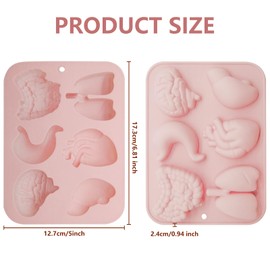 Moldes de Silicona de Halloween para Tartas de Cerebro y Corazón - Órganos Internos, Gelatina - 2 Unidades