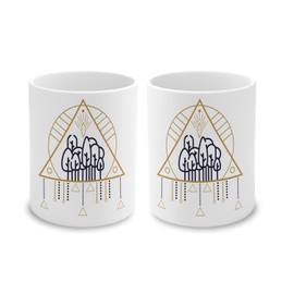 Fabulous Stifteköcher aus Keramik – Baum mit esoterischen Symbolen – böhmische Natur – 325 ml