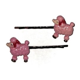 POODLE Pink Dog Animal - Handmade Bobby PIn Hair clips - Set of 2