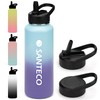 SANTECO Thermos Flask with Straw, Water Bottle, Stainless Steel, 1100