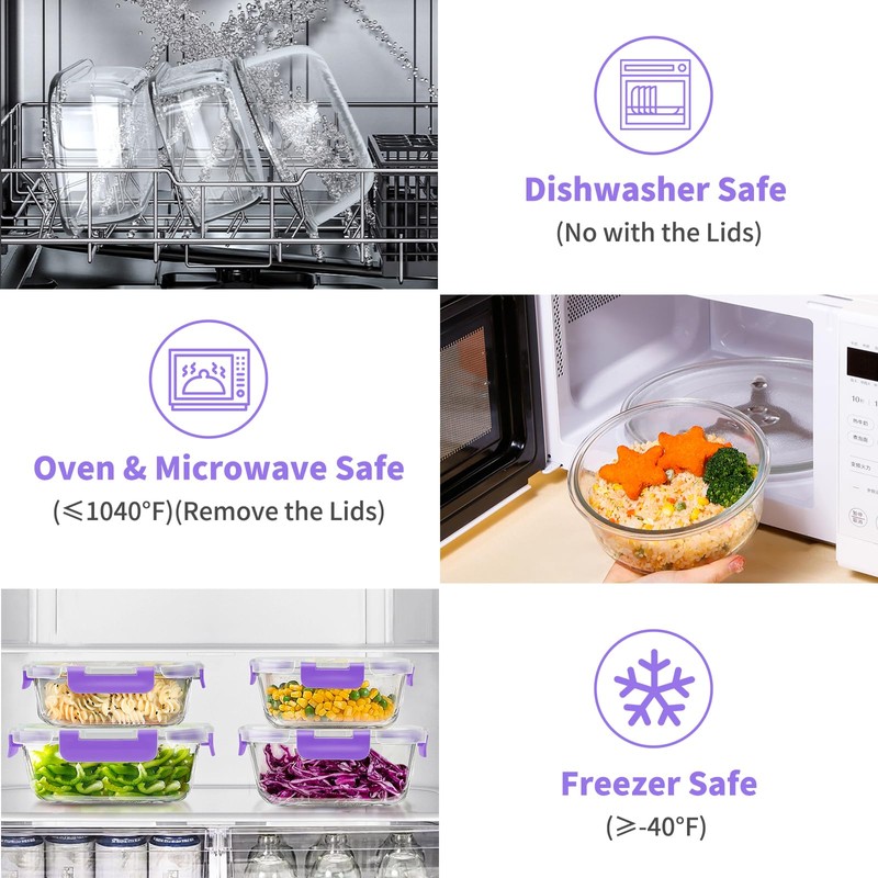 34pcs Glass Food Storage Containers with Lids Set, Airtight Glass