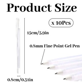 10Pcs White Gel Pens, White Line Drawing Pen, Pens For Artists With 0.8mm Nibs for Black Paper,Sketching,Drawing, adult coloring books,Illustration and Taking Notes
