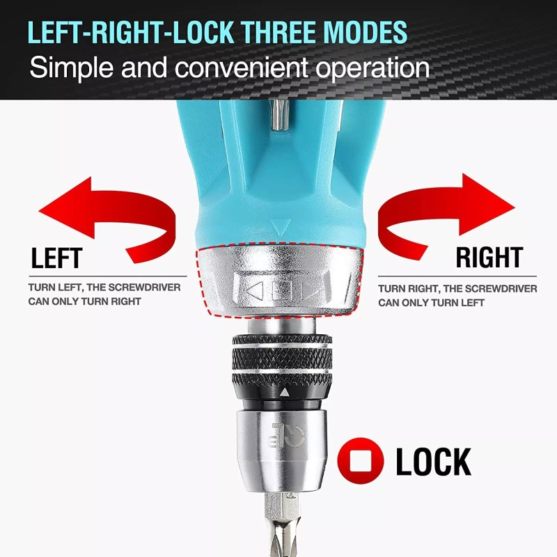 DURATECH Stubby Ratcheting Screwdriver 12-in-1 Multibit Short Screw Drivers New