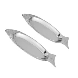 Hemoton 2pcs Fish Plate Dinner Plates Dinner Dishes Heavy Duty Kitchenware Kitchen Tableware Fish Shaped Bowl Stainless Steel Food Plate Fish Shape Plate Restaurant Plate Iron Plate Pasta