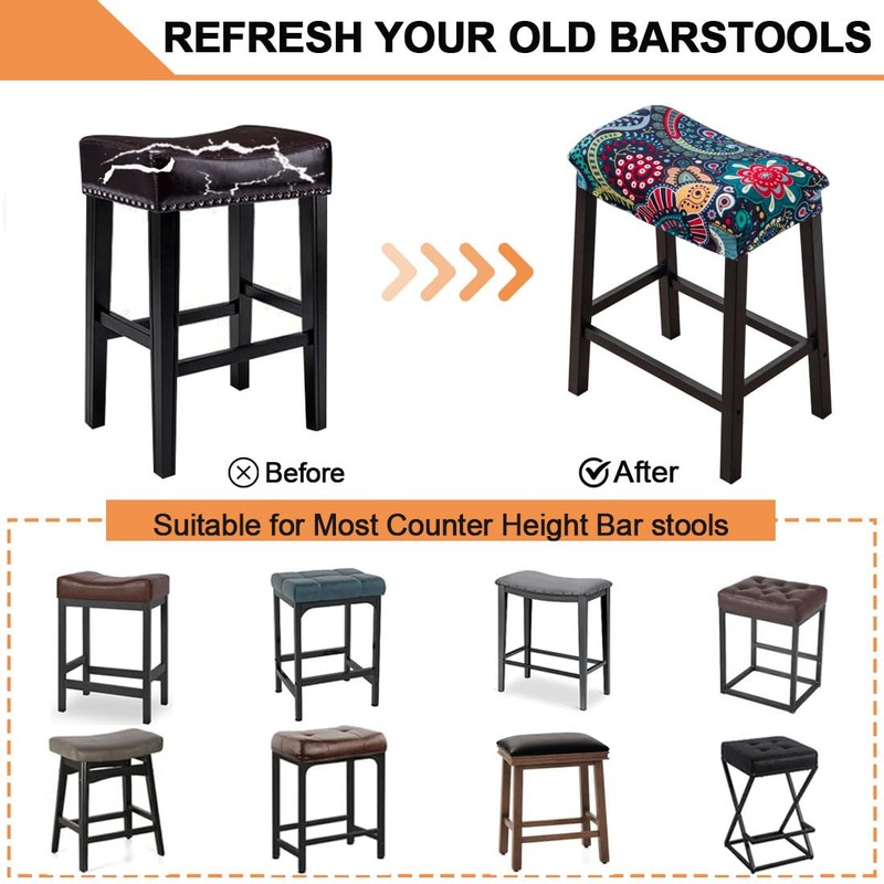 Bifaunvogel Bar Stool Cover Rectangle Set of 4 Printed Stretch