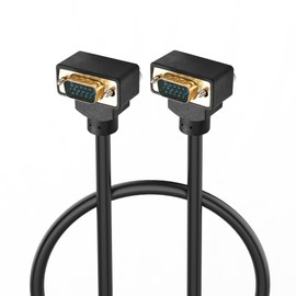 PNGKNYOCN 90 Degree VGA to VGA Cable 0.5M, Down Bend Angle VGA Male to Down Bend Angle VGA Male 15 Pin Full HD 1080P High Resolution Video Cord (0.5M)
