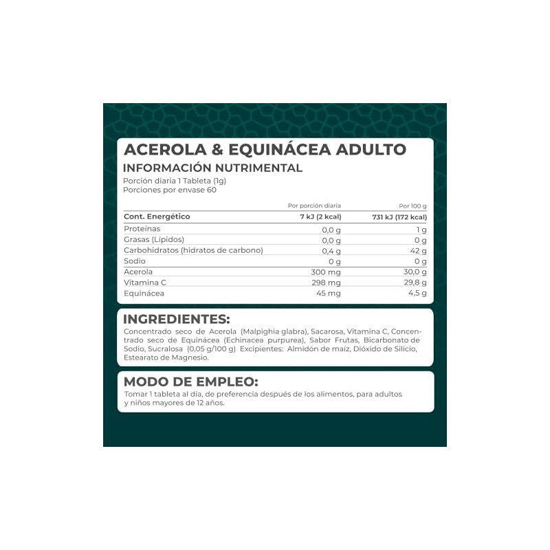 PRONAT | Acerola y Equinácea, Suplemento Alimenticio, con 298 mg