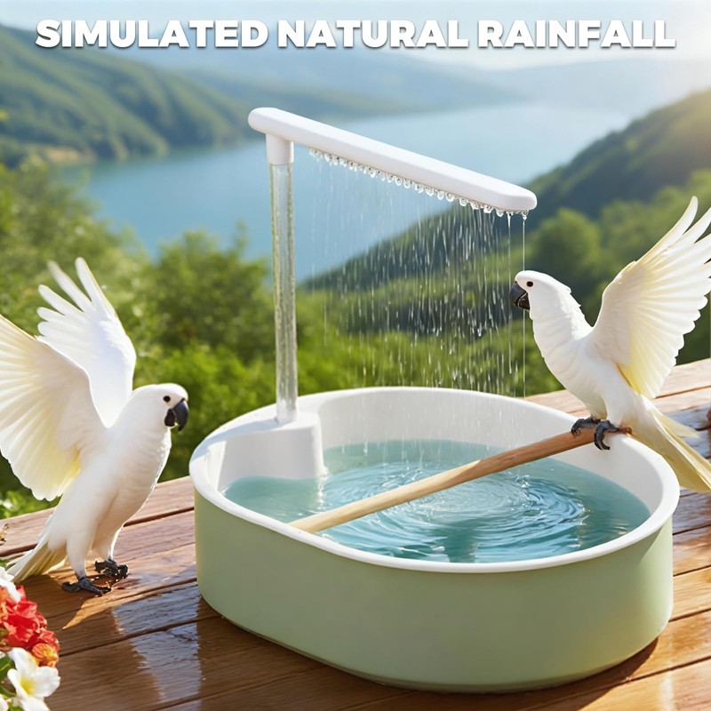 POMFAEE Bird Bath, Parrot Bathtub, Automatic Parrot Shower Bath with