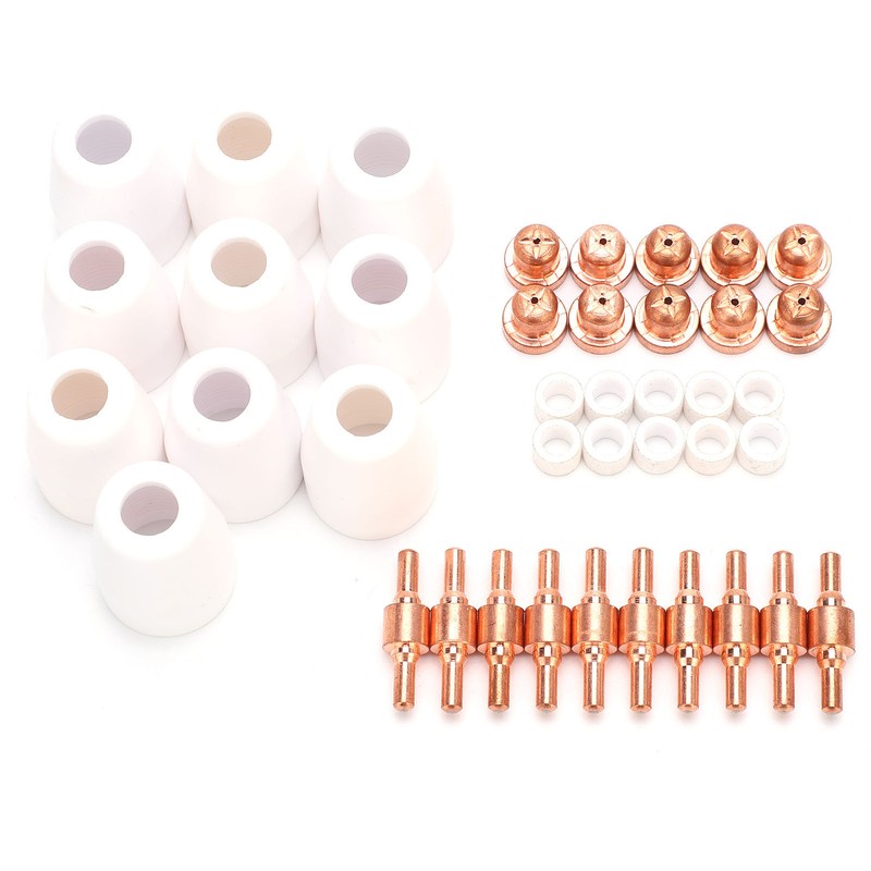 40Pcs Plasma Cutter Consumables Cutting Extended Electrode Electric Nozzle Ceramic