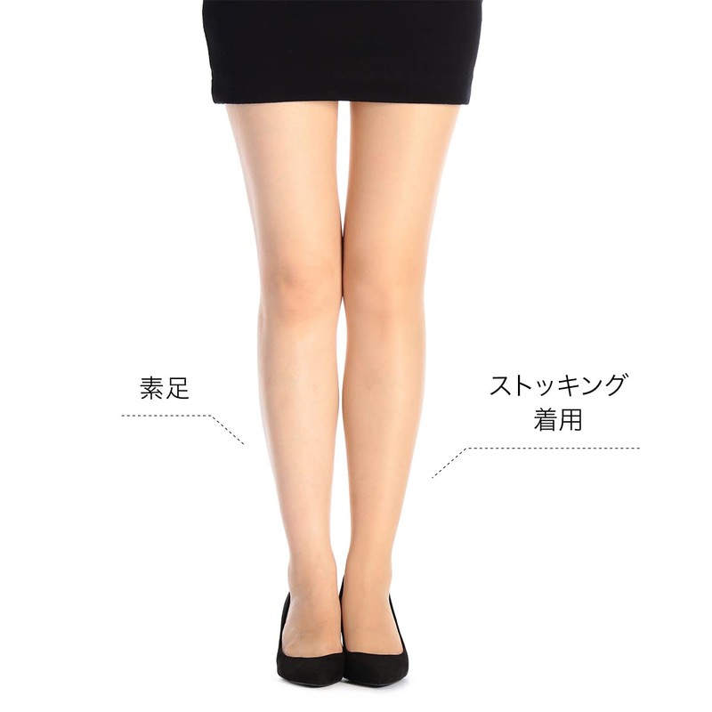 Fukusuke Women's Compression Non-Run Stockings, Set of 2, clear nude