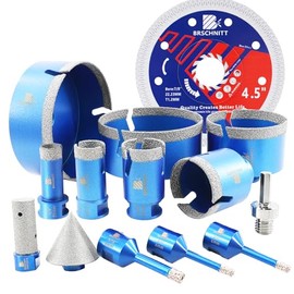 Diamond Core Drill Bit Set - BRSCHNITT Tile Hole Saw Kit 1/4"*2/5/16"/4/5" 1" 1-3/8"2" /3"/4"/5"& 4/5" Finger Bit & 2" Chamfer Bit for Porcelain Tile Ceramic Marble Granite Diamond Blade & Adapters.