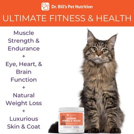 Dr. Bill’s Feline Ultimate Fitness & Health | Pet Supplement | Complete Multivitamin for Cats | Includes Coenzyme Q-10, Vitamin E, Vitamin D-3, Biotin, Folic Acid, and Hyaluronic Acid