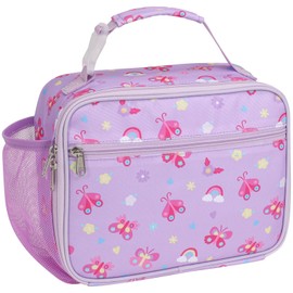Bagseri Kids Lunch Bag Girls - Thermal Insulated Lunch Box Tote with Water Bottle Holder, Reusable Leak-Proof Kids Lunch Box for Daycare & School, Purple Butterfly (Containers Not Included)