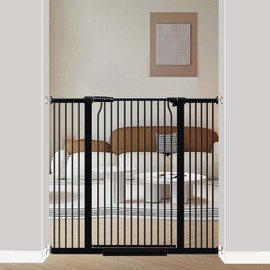 flower frail 40.5" Extra Tall Baby Gate for Doorways, 40.6"-49.1" Extra Wide Pet Gate No Drill, 1.37" Narrow Space Puppy Dog Barrier Indoor, Metal Safety Child Gate for Stairs Hallway Black