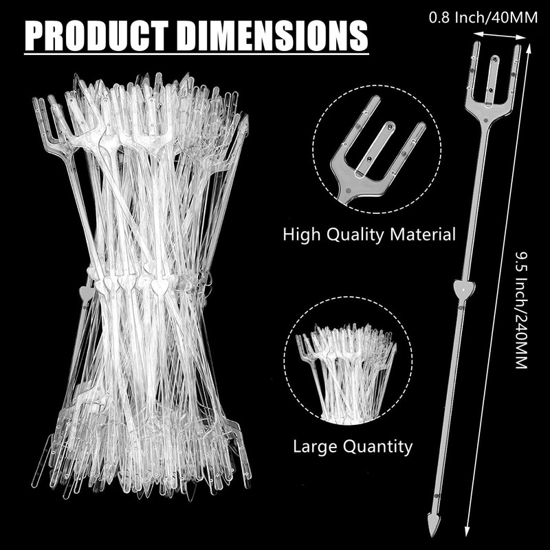 Púas florales de plástico con forma de tenedor transparente para