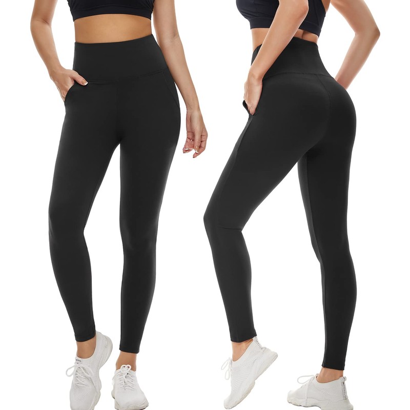 FULLSOFT Buttery Soft Black Leggings with Pockets for Women -