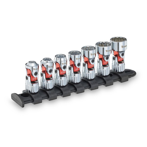 Titan 66860 7-Piece 1/4-Inch Drive SAE Auto Flex Universal Socket